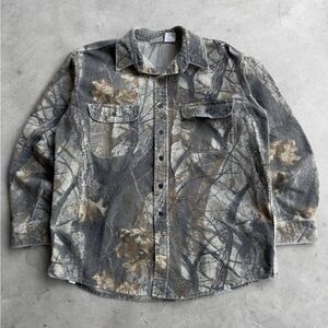 Vintage 90s Five Brothers Realtree Camo Button Up Flannel Shacket - XL